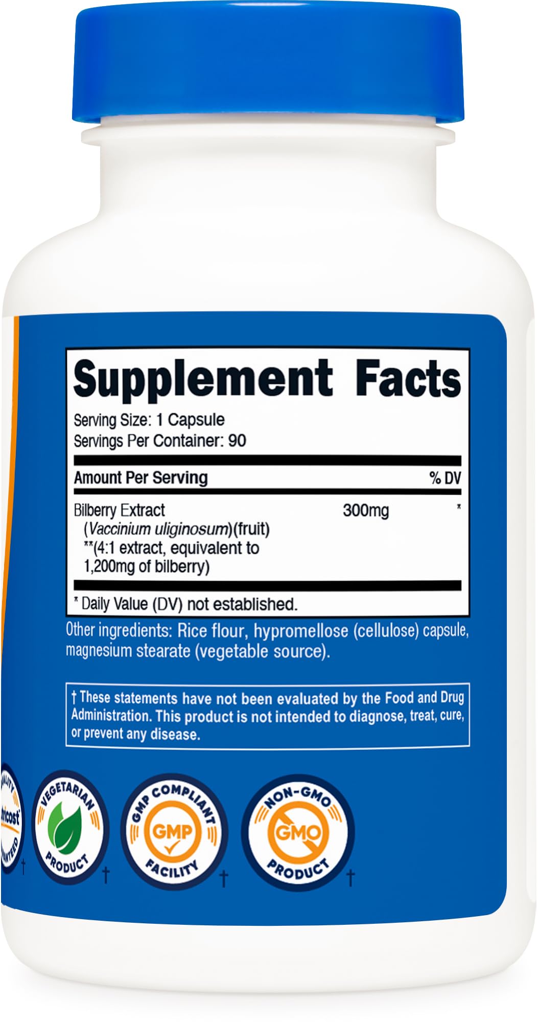 Quality sealed daily eye wellness dietary supplement bottle for night vision support.