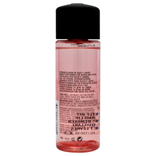 MAC dual phase eye and lip makeup remover 3.4 ounce bottle close up