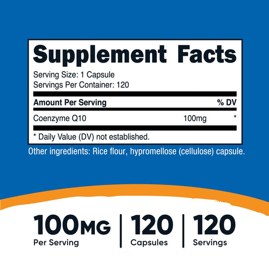 Nutricost coenzyme Q10 supplement facts and high absorption label details