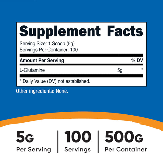 Nutricost unflavored amino acid supplement 100 servings nutrition facts label