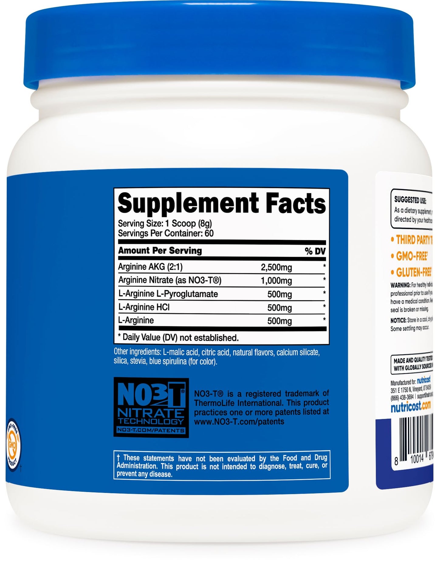 Nutricost Arginine Nitrate 60 servings scoop visualization