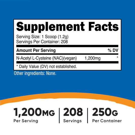 Nutricost NAC powder supplement serving scoop details