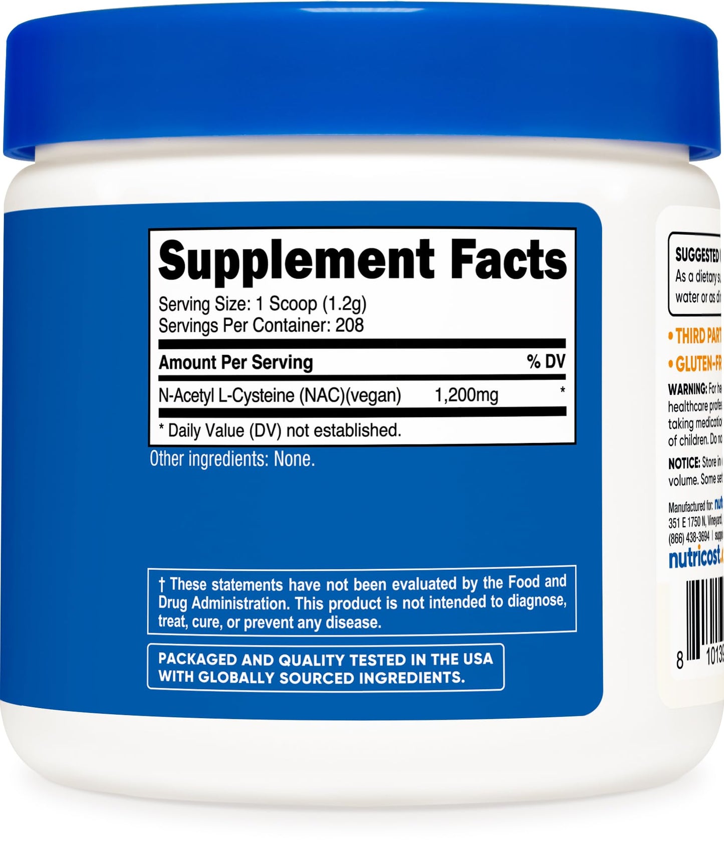 Nutricost NAC powder unflavored dietary supplement texture