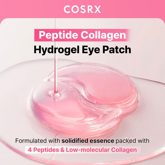 COSRX under-eye hydrogel masks container open displaying the pink gel patches inside.