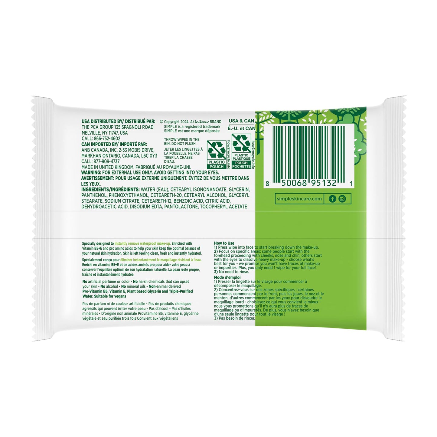 Simple makeup remover wipes for waterproof mascara