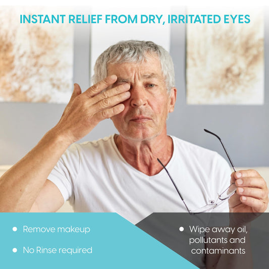 Clear C rinse-free eyelid wipes packaging showing 30 individually wrapped pads
