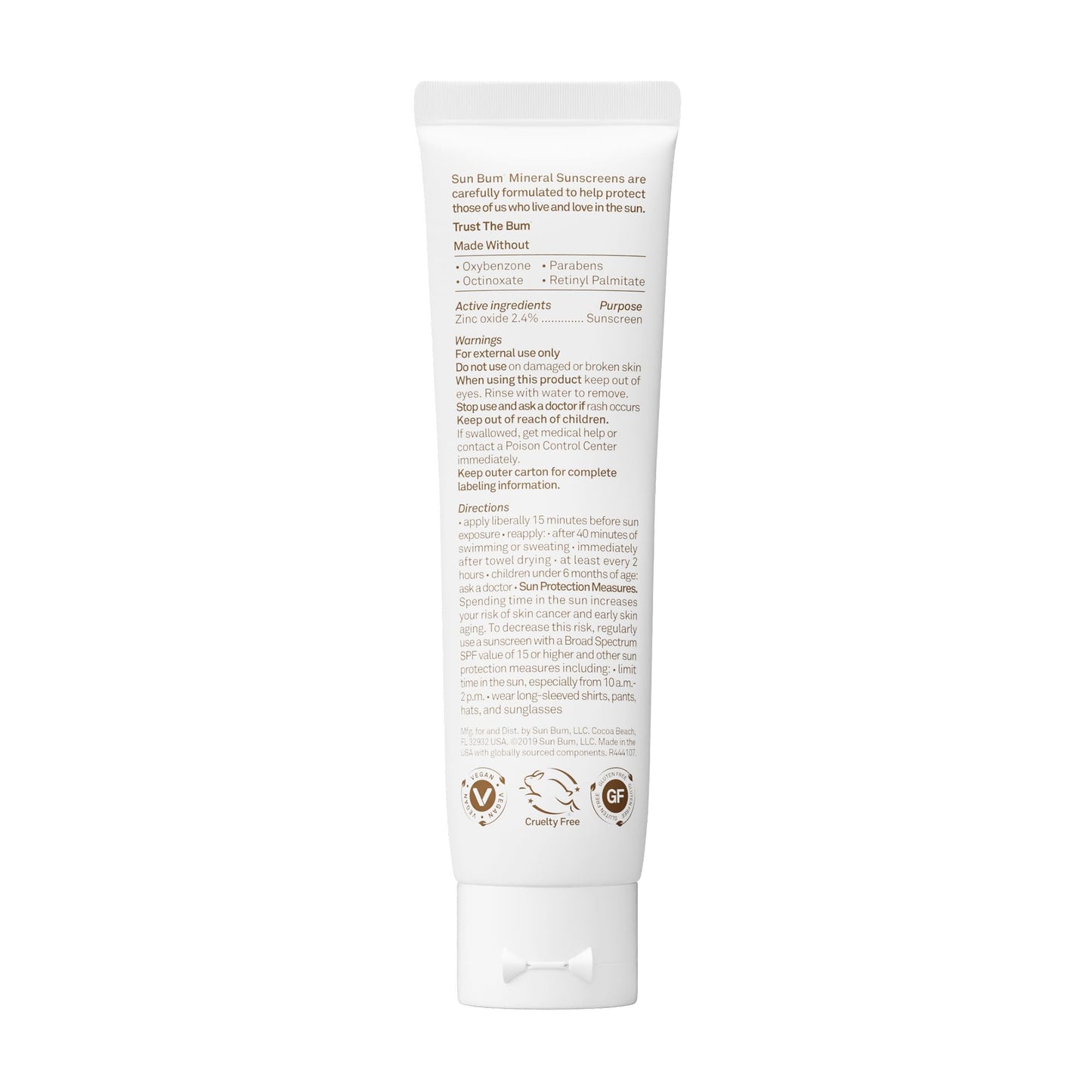 Authentic Sun Bum mineral skincare product packaging