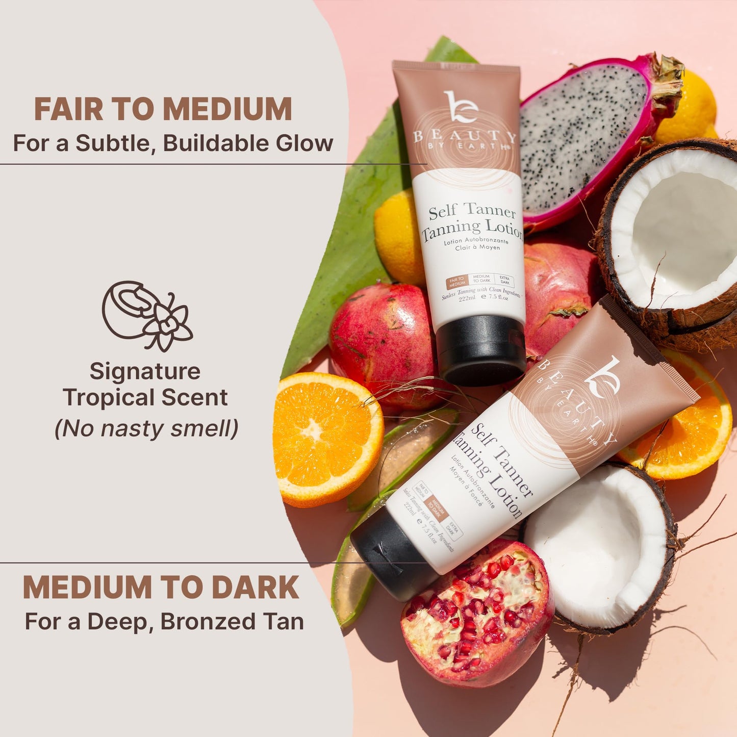 Beauty by Earth self tanner packaging details and size
