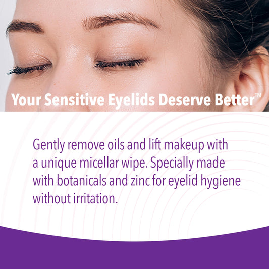 iVIZIA sterile single use eyelid wipe packet being opened for sensitive skin care