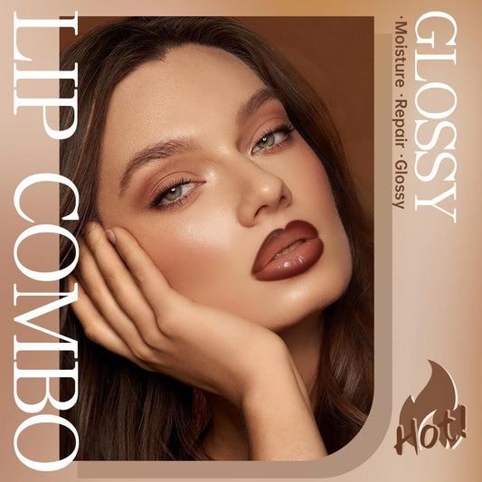 HOSAILY high shine nude lip glow oil and brown lip pencil texture swatches
