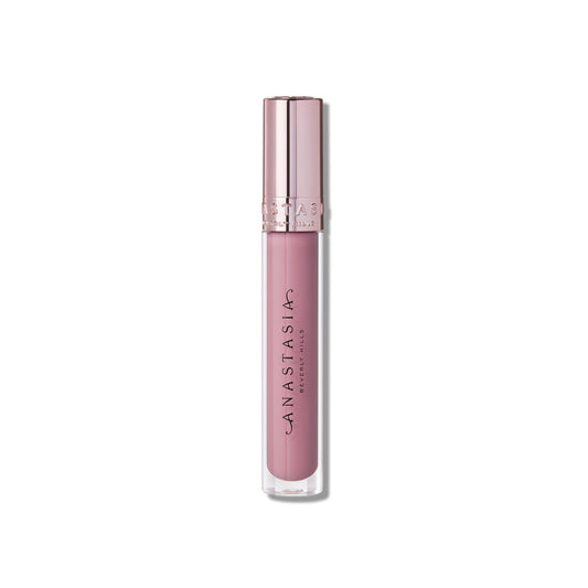 High-shine pink lip gloss applicator wand detail