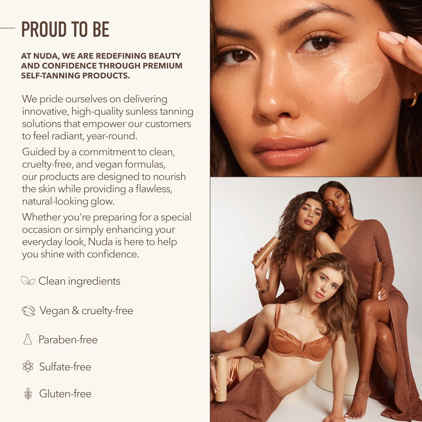 Professional skincare packaging of Nuda tan water