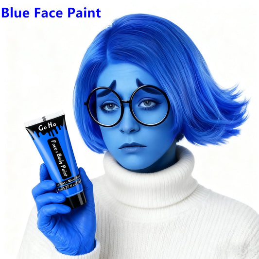 Go Ho water based blue face paint texture cream swatch