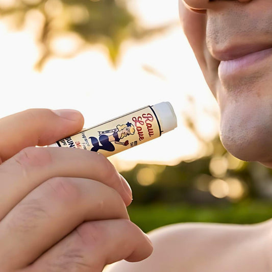 Raw Love reef safe lip balm ingredients label