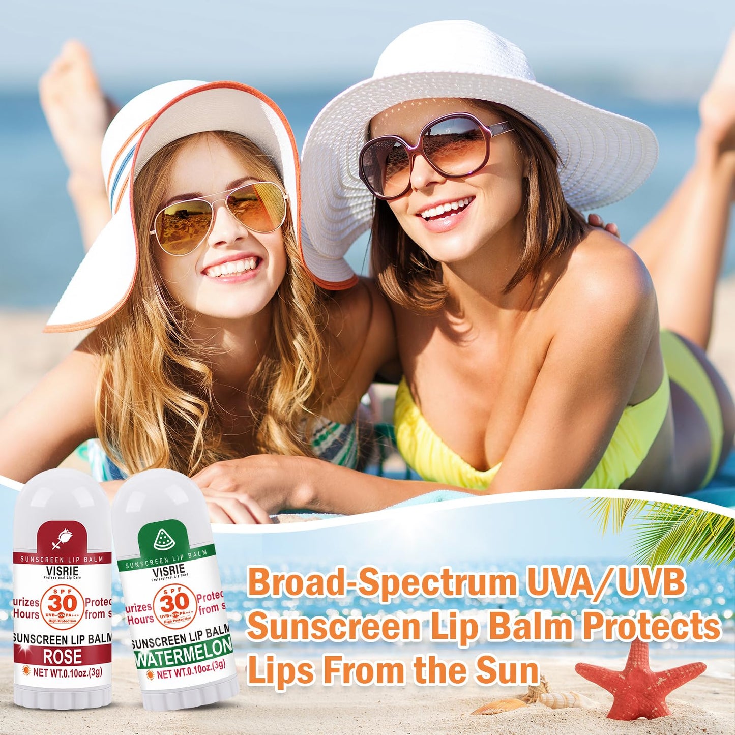 Group shot of Visrie SPF 30 lip balm bulk collection