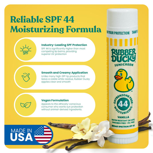 Rubber Ducky SPF 44 lip sunscreen stick packaging