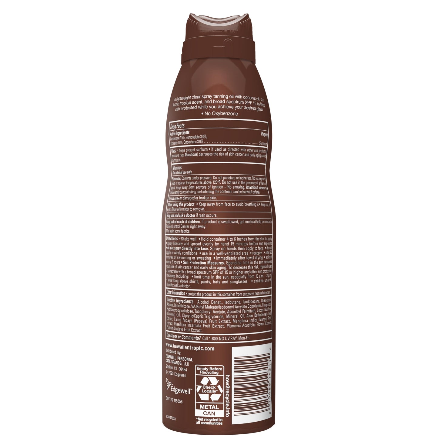 Hawaiian Tropic coconut oil tanning sunscreen spray collection