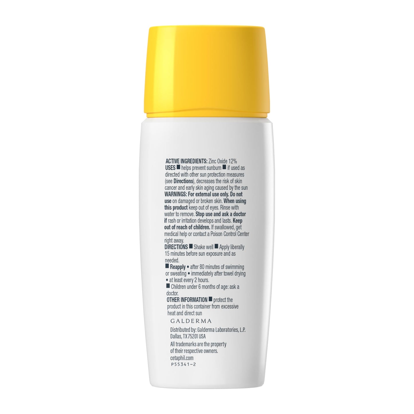 Authentic imported Cetaphil sunscreen drops bottle sitting upright on a clean vanity display