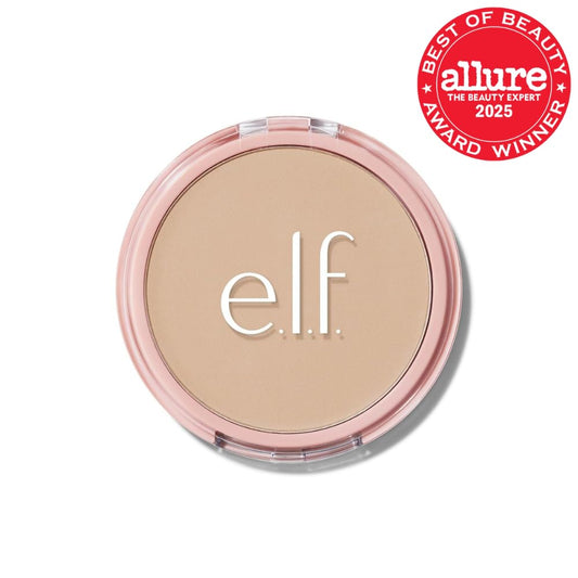 e.l.f. pressed finishing powder compact open showing Light Neutral shade and mirror