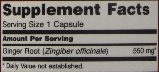 Two bottles of NOW Foods Ginger Root 550 Milligrams vegan capsules displaying product specifications and ingredients.