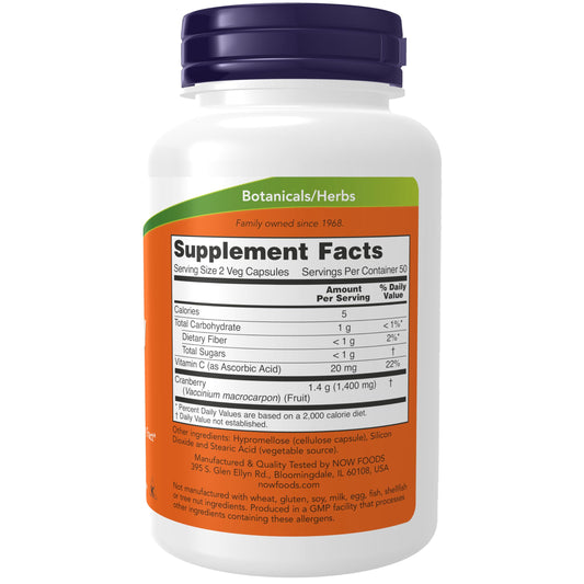 Now Foods Cranberry Caps supplement facts and ingredient label