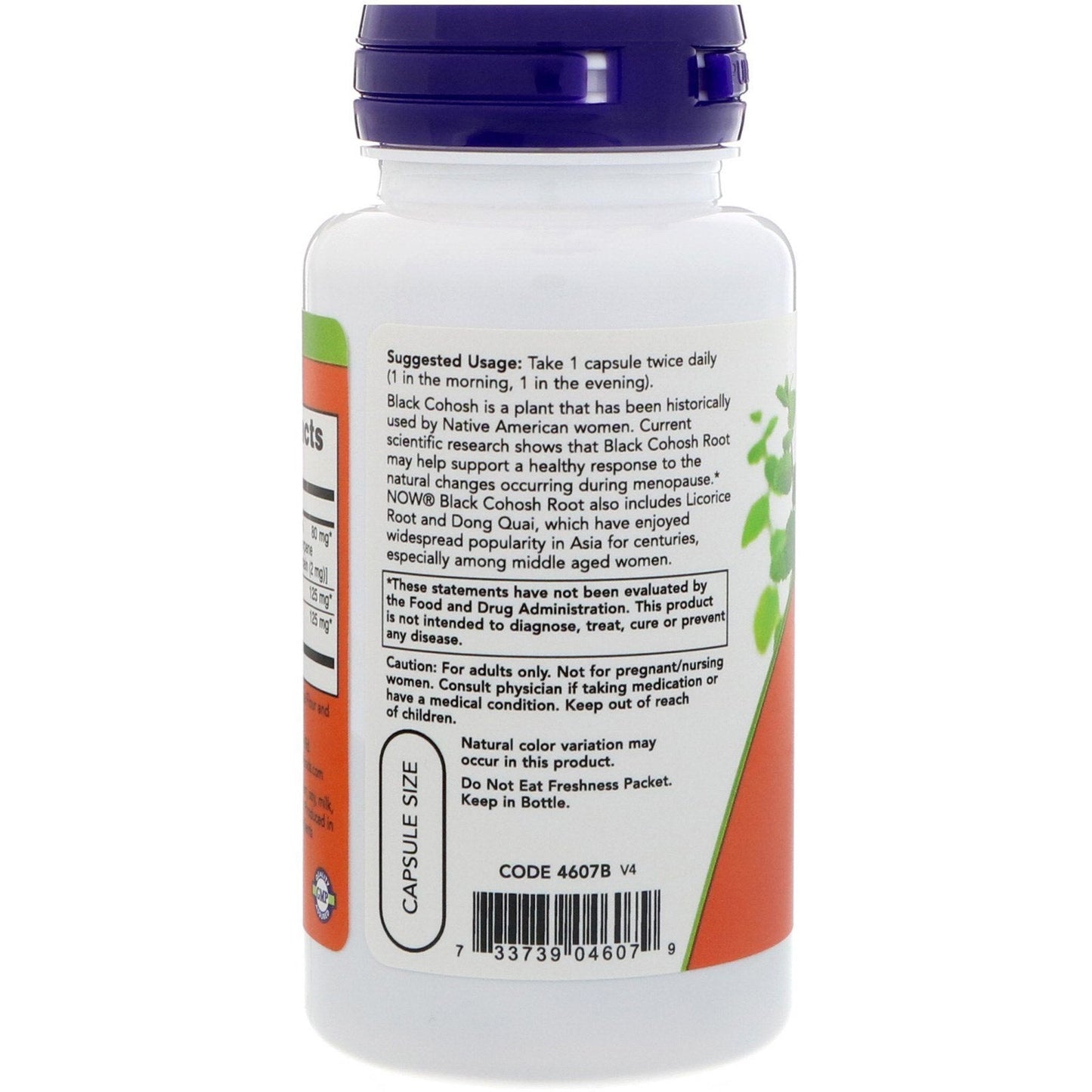 Now Foods Black Cohosh Root packaging label details