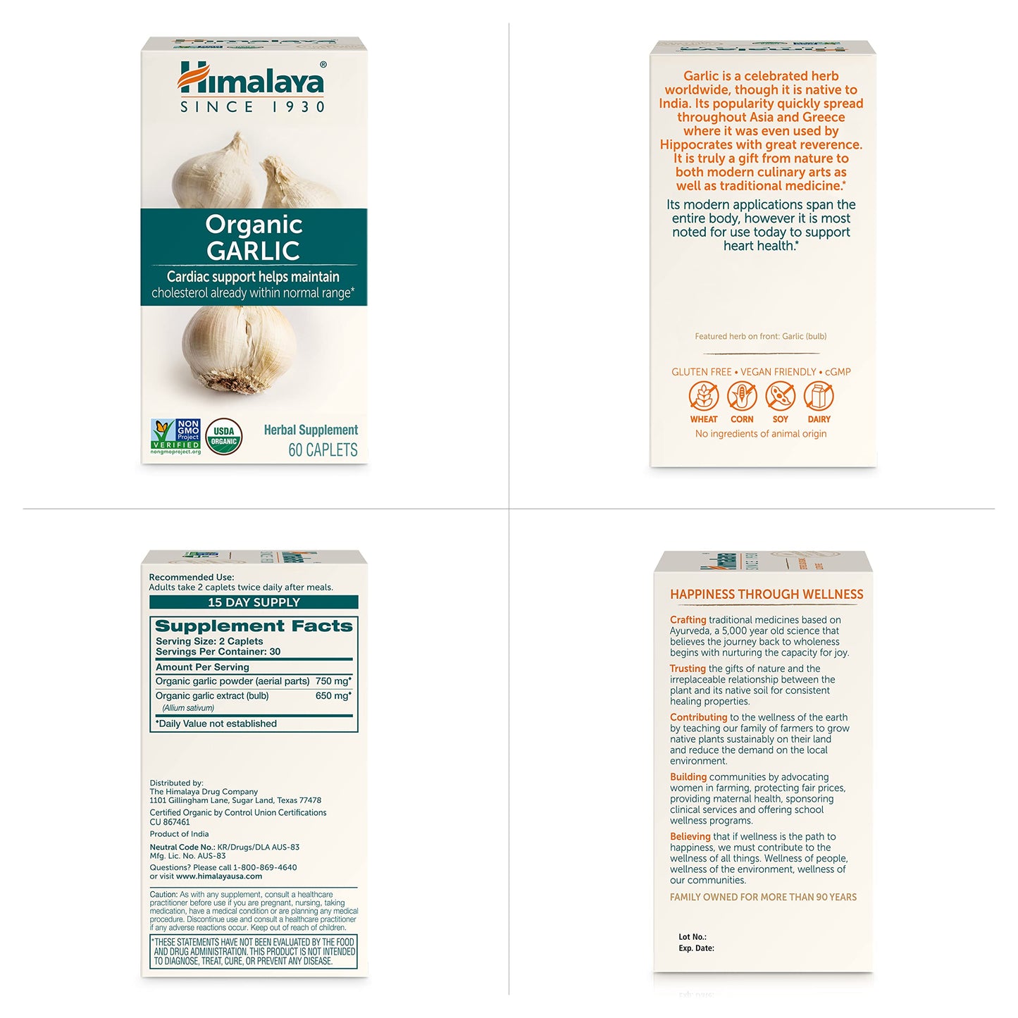 Himalaya Organic Garlic one hundred twenty vegan caplets bottle for maintaining cholesterol levels