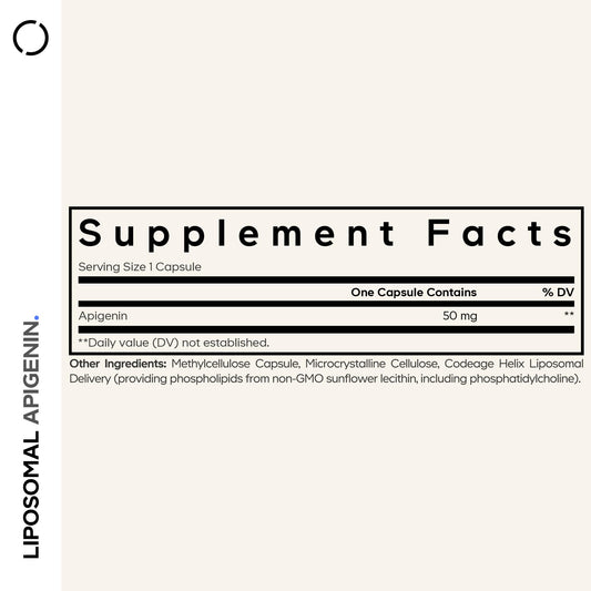 Codeage chamomile extract supplement bottle showcasing the liposomal delivery system logo.