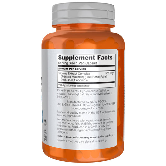 Now Sports Tribulus vegan supplement label details