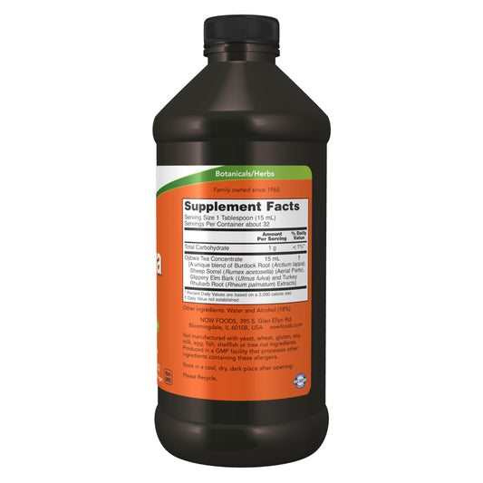 Now Foods Ojibwa Tea liquid herbal supplement bottle label