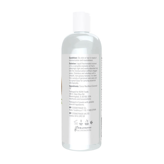 Now Foods Solutions Liquid Coconut Oil label details and ingredient information