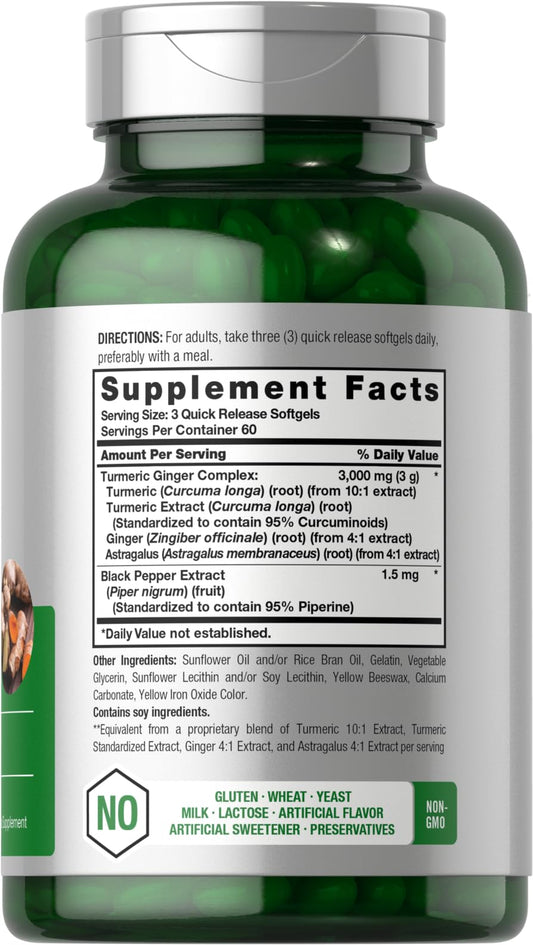 Horbaach Turmeric and Ginger complex supplement label view showing ingredients list