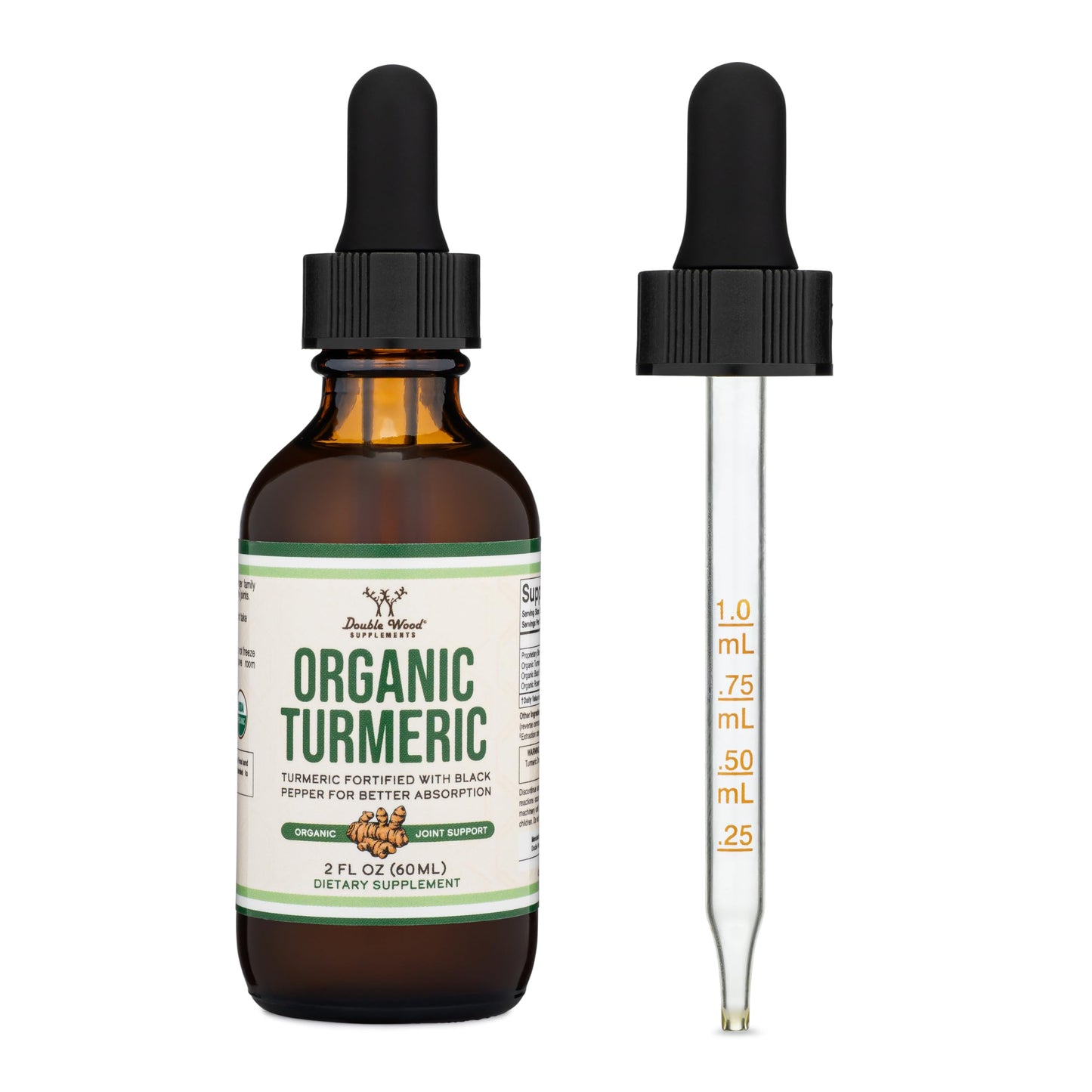 Premium organic turmeric and black pepper liquid tincture supplement for everyday wellness