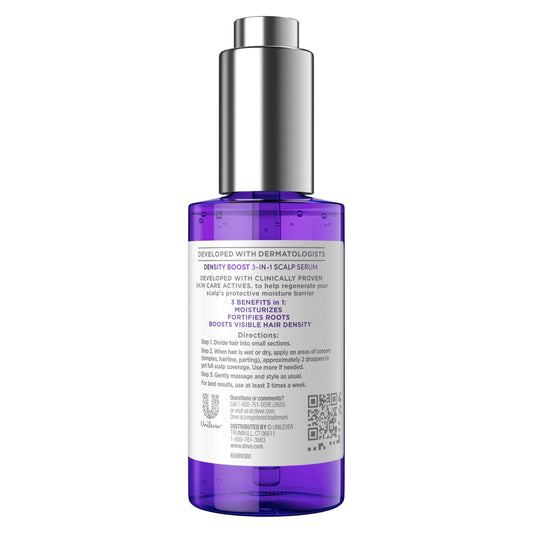 Close up of Dove scalp serum dropper and packaging