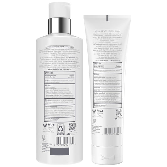 Dove anti dandruff Pyrithione Zinc shampoo and conditioner twin pack bottles