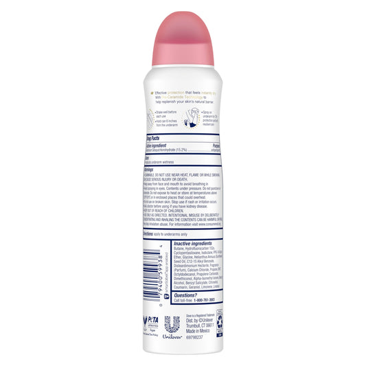 Dove Pro Ceramide Technology antiperspirant deodorant spray for skin barrier repair