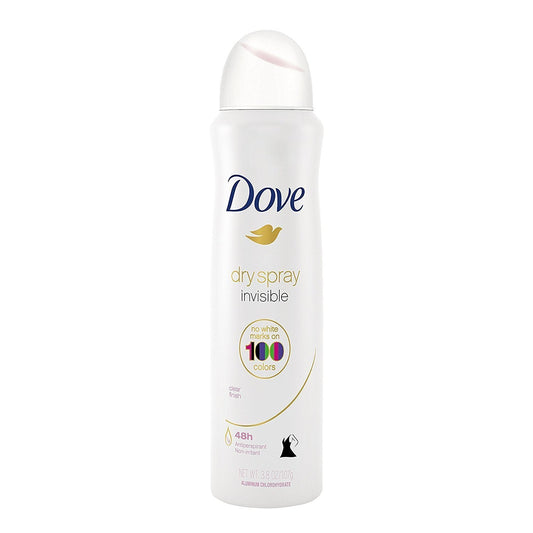 Three pack Dove Invisible Clear Finish dry spray cans