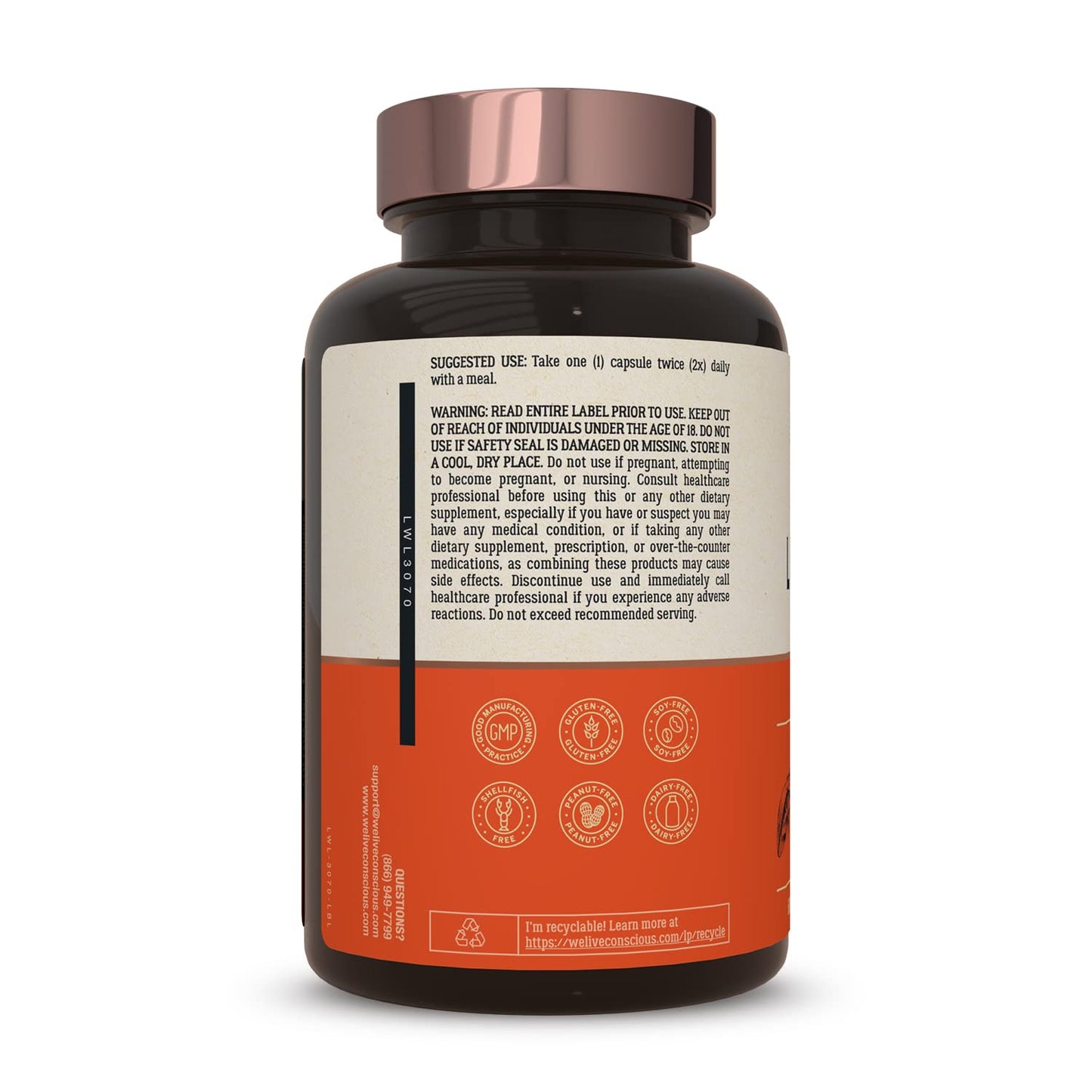Authentic Live Conscious LiverWell packaging close up showing capsule count