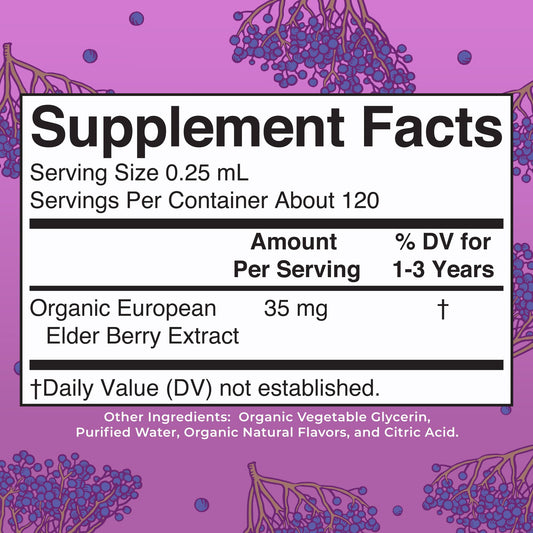 MaryRuth Organics baby elderberry drops supplement nutrition facts and ingredient label