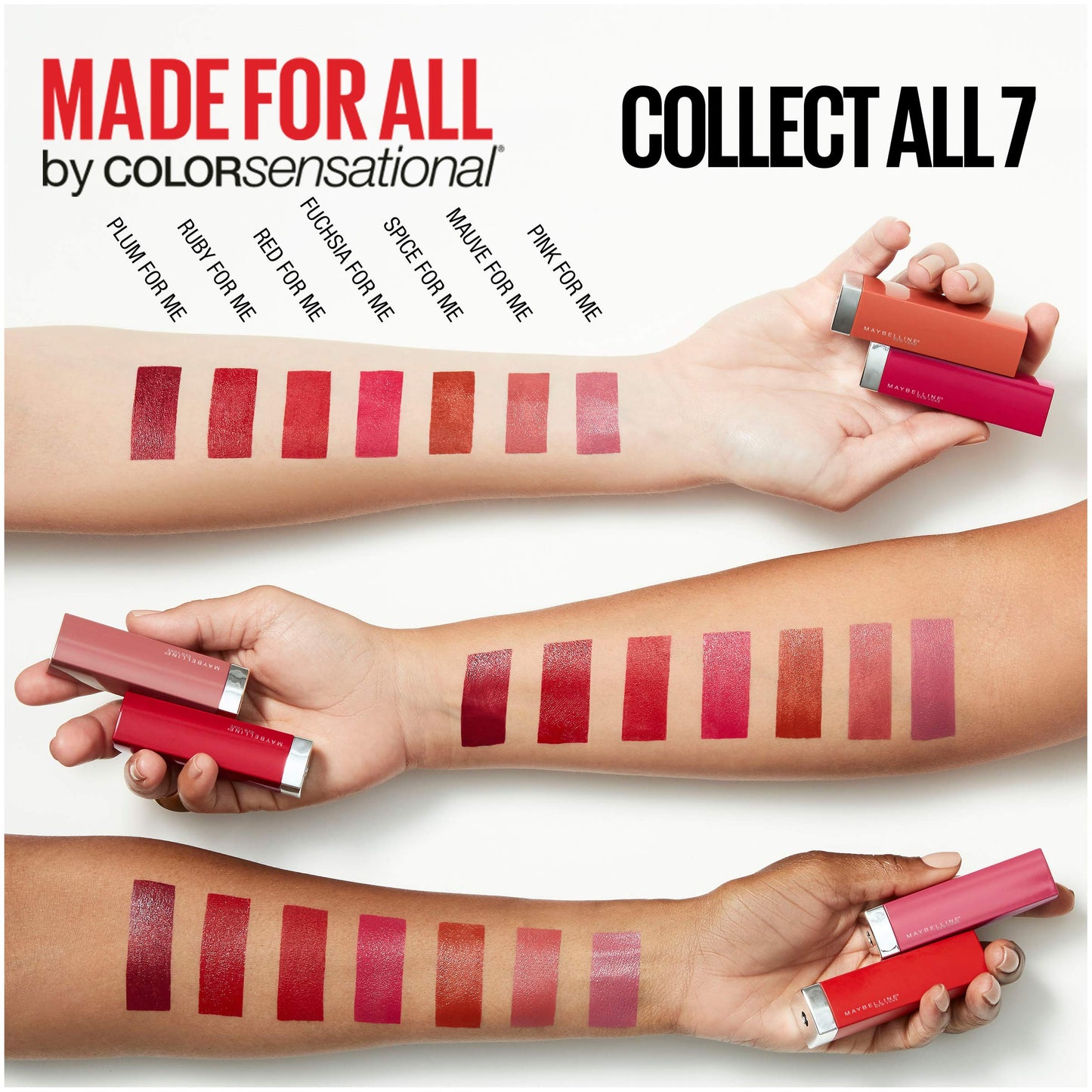 Professional model wearing Maybelline Ruby For Me lipstick