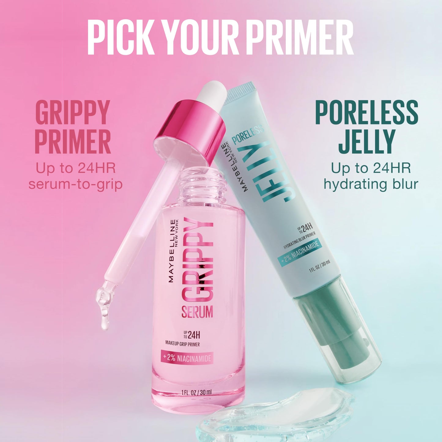 Maybelline Poreless Jelly Primer bottle cap and pump detail