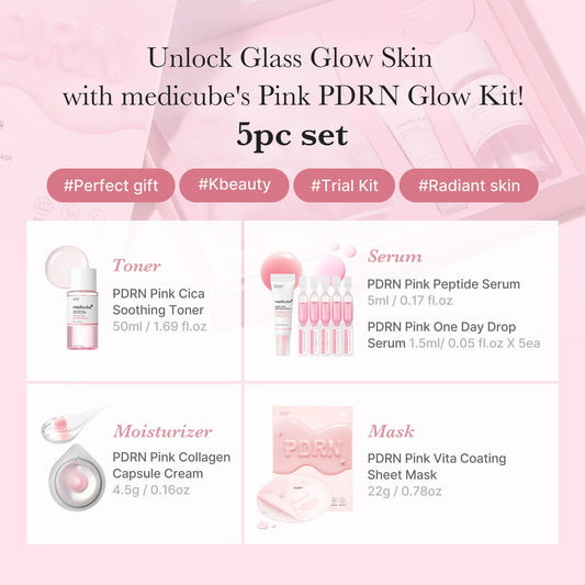 Medicube Salmon DNA PDRN skincare set components layout