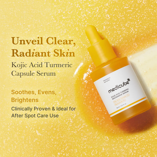 Medicube serum bottle showing the snowflake-like glow capsules
