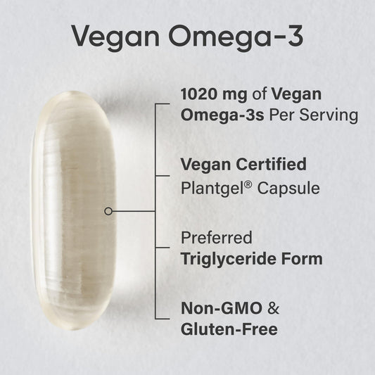 Sports Research plant based omega three softgels on a white background