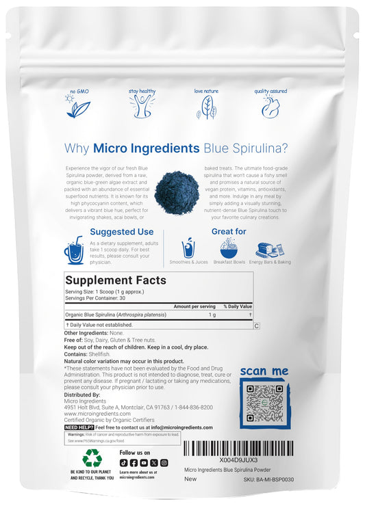 Vibrant blue phycocyanin extract powder scoop highlighting the natural food coloring texture