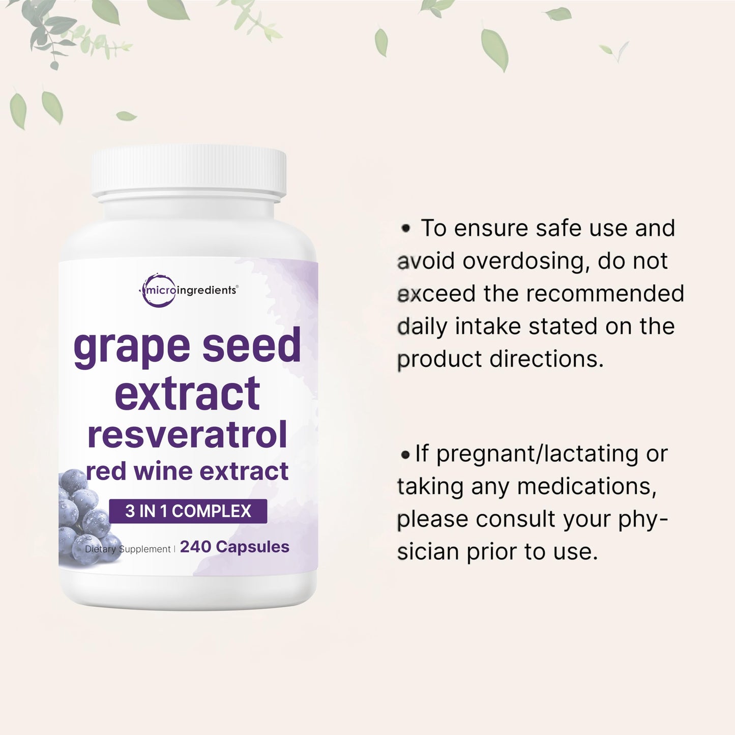 Non-GMO and gluten-free Micro Ingredients grape seed capsules
