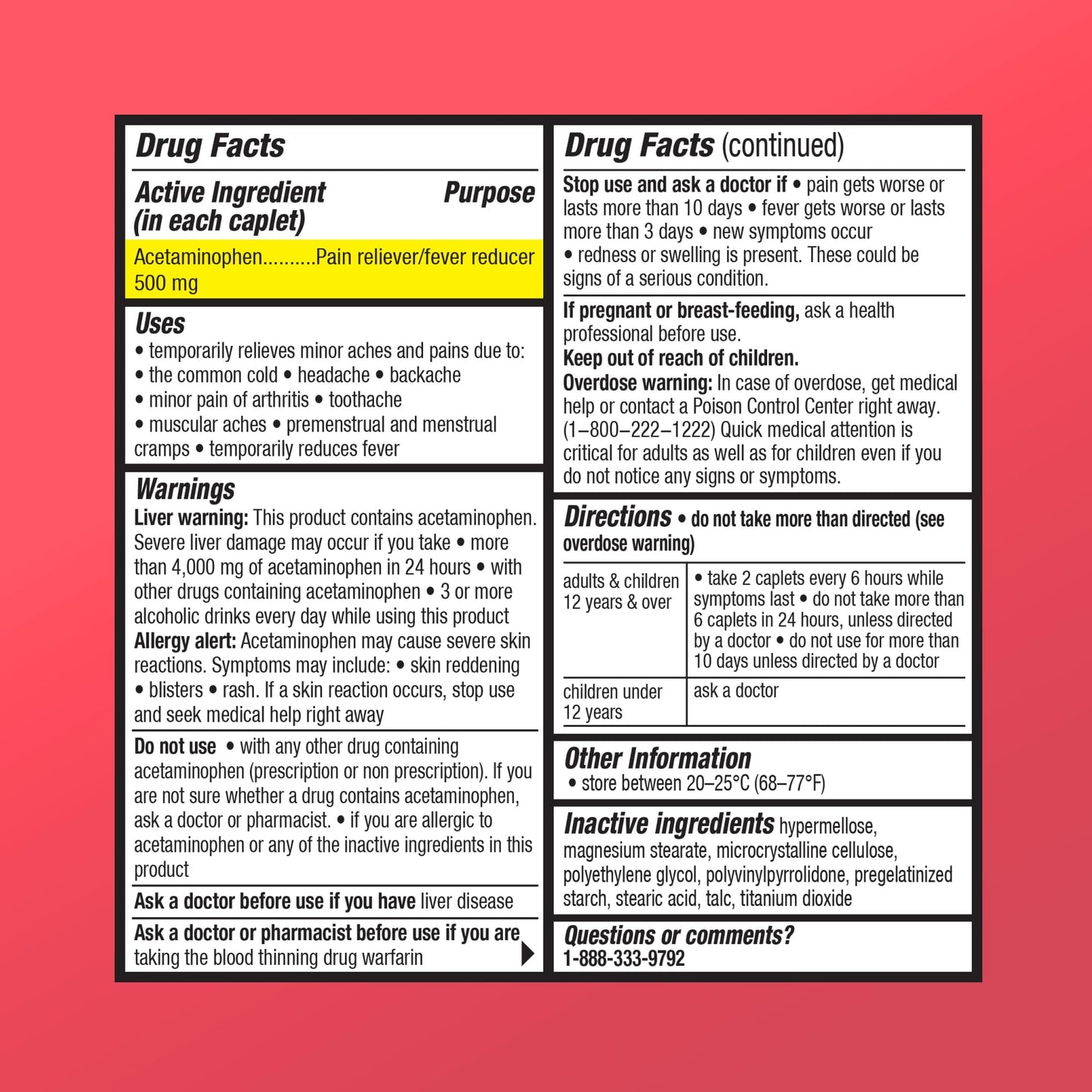 GoodMeds acetaminophen supplement facts and safety warnings