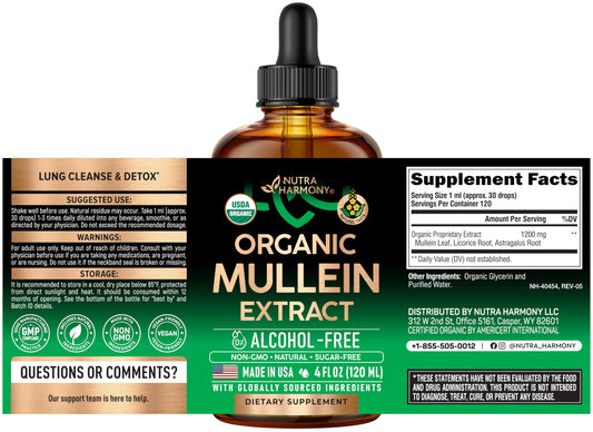 Nutraharmony organic lung support supplement label detail