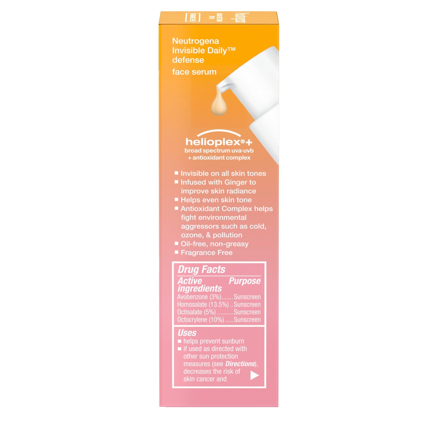 Side view of the 1.7 fluid ounce bottle highlighting water resistant eighty minutes feature