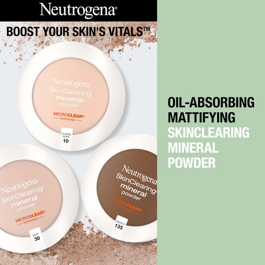 Neutrogena acne concealing pressed powder showing open compact mirror and applicator